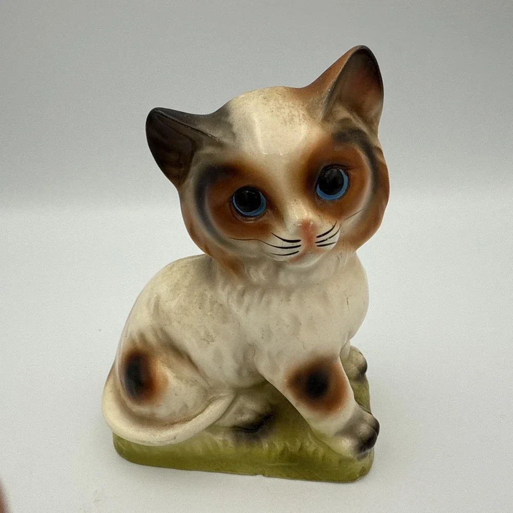 Vintage Norleans Ceramic Orange Cat With Blue Eyes Made in Japan 5